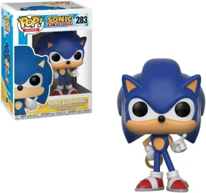 En Sonic Funko POP figur som gör sig snygg i en hylla.